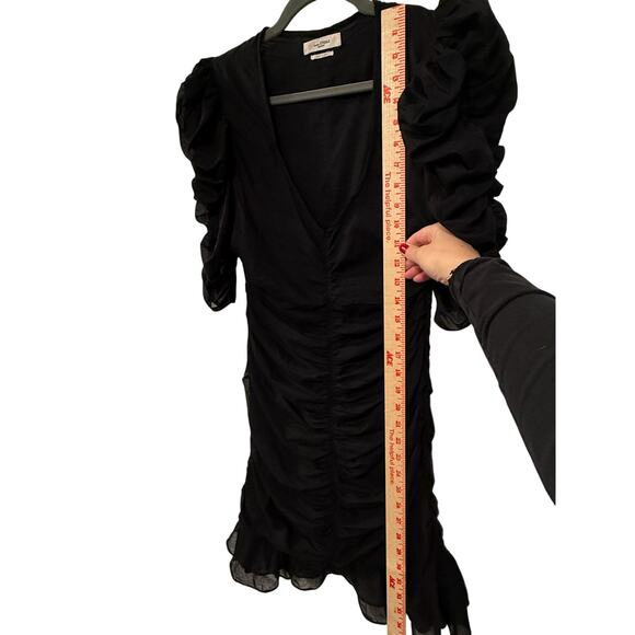 Isabel Marant Etolie 6 Puff-sleeve Mini Sireny Dress $590 Ruched Cotton Black 38 - Picture 7 of 16